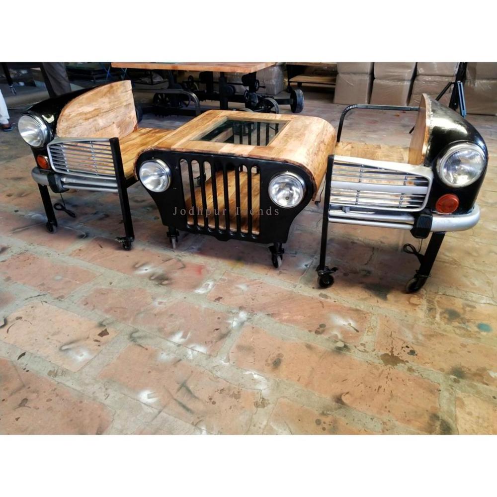 Industrial High Quality Reclaimed Wood Car Sofa Set Industrial Chair set