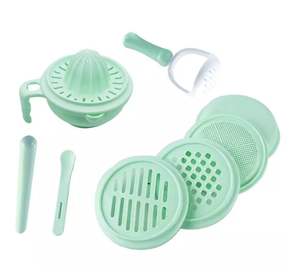 9pcs/set Baby Food Maker Safe PP Infant Solid Feeding Food Supplement Feeding Grinding Bowl Manual Fruit Puree Grinder