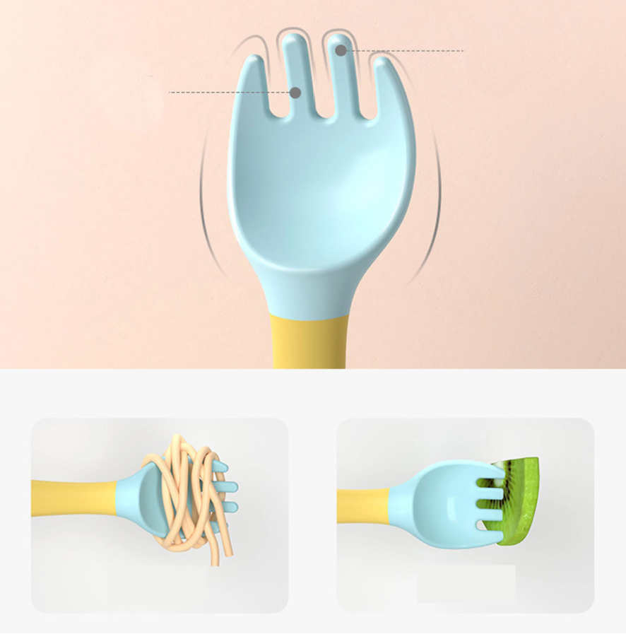 Silicone Spoon for Baby Utensils Set Auxiliary Food Toddler Learn To Eat Training Bendable Soft Fork Infant Children Tableware