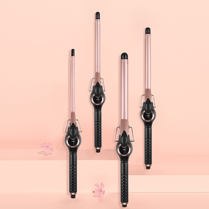 ENZO Titanium Ceramic Automatic Rotating Hair Curler Private label Curling Wand Long Barrel Curling Iron