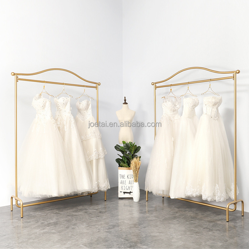 European luxury wedding dress skirt Heavy Gold Wedding Dress Shelf Luxury Display Rack metal hanging clothes display rack