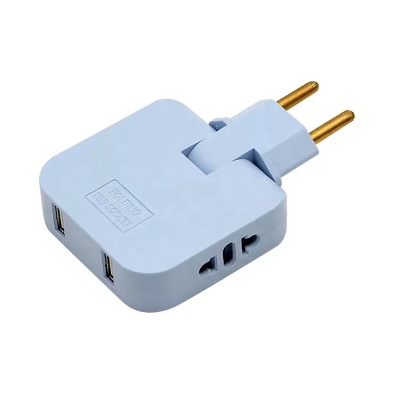 EU Plug Rotatable Socket Converter with Dual USB Ports 180 Degree Extension Multi Plug Mini Slim Wireless Outlet Travel Adapter