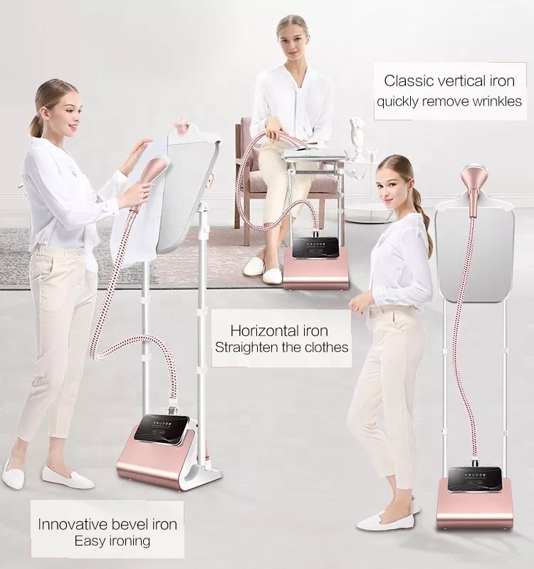 1800W Vertical Garment Steamer 2.4L Large Capacity Hanging Ironing Machine 6 Adjustable Gears Height Clothes Steaming Machine