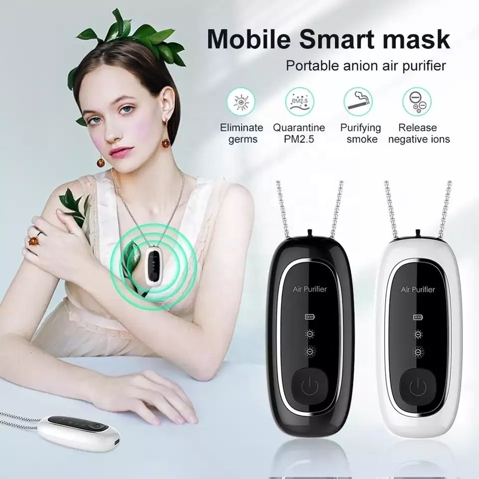 KY100 Necklace Air Purifier Wearable Anion Air Freshener Portable 120 Million Negative Ions USB Rechargeable PM2.5 Remover