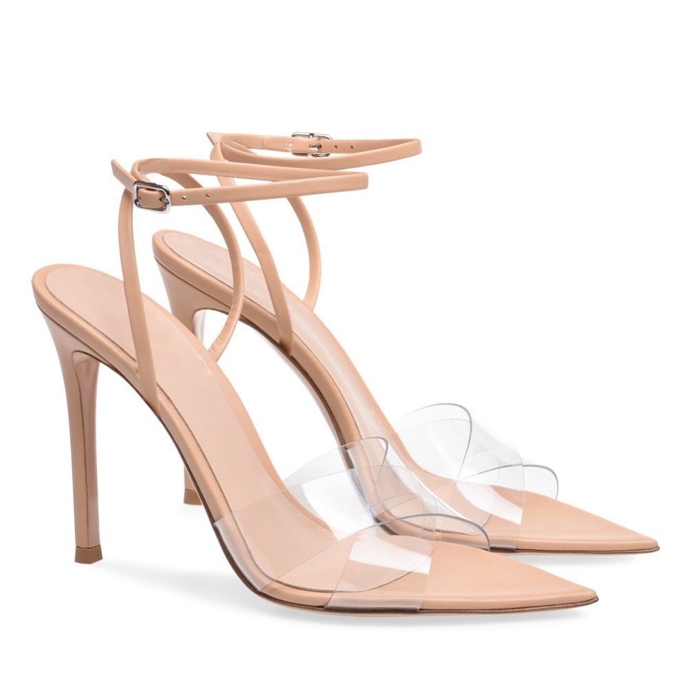 HMS126 newest pvc nude sandal transparent plastic high heels for women jelly shoes