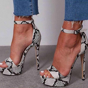 CSS153 SAMARA WHITE SNAKE PLATFORM HEELS FOR WOMEN AND LADIES