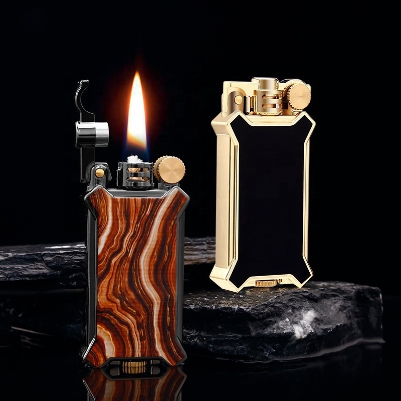 Luxury Creative Cool Metal Resin Kerosene Lighter, Grinding Wheel Ignition Lighter Unique Birthday Gifts for Men Dad Husband