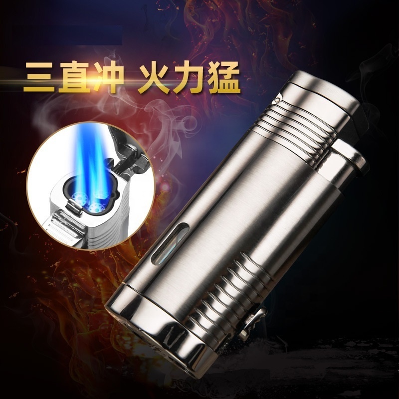 2022 New Refillable Torch Jet BBQ Kitchen Cigar lighters metal blue flame Butane  lighter torch for cigar Custom Logo