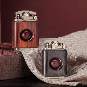 2022 Kerosene lighter windproof rosewood retro wood personality creative cigarette lighter pure copper wood high quality lighter