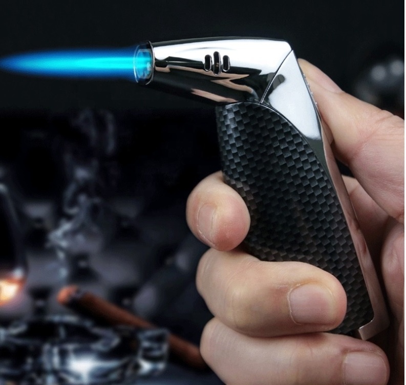 Gun Cigar Torch Lighter Windproof Fire Refillable Butane 2 Jets Gas Lighter with Built in Cigar Punch For Kitchen Cigar Outdoor