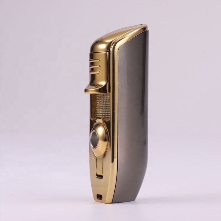 Refillable Butane Three Flame Torch Cigar Cigarette Lighter Jet Gas Lighter with OEM Custom feuerzeug Cigar Lighters