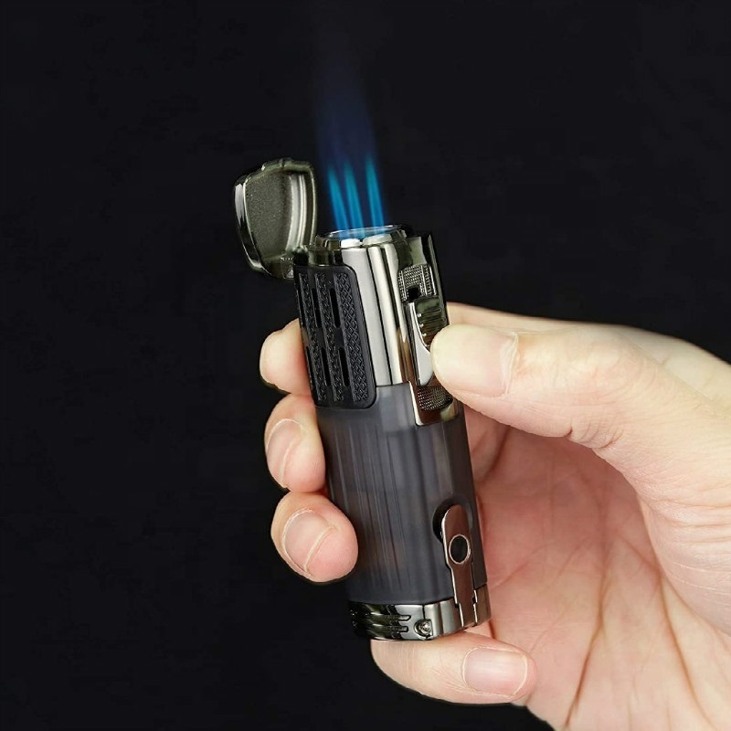 Wholesale Jet Triple Flame Cigar Torch Lighter Metal Windproof Butane Gas Lighter Portable Cigar Cutter Men's Gadget