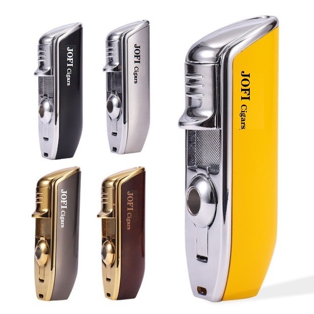 2022 Amazon Customize Logo Refillable Windproof Triple Jet Flame Torch Cigar Lighter Ready to Ship Torch Lighter