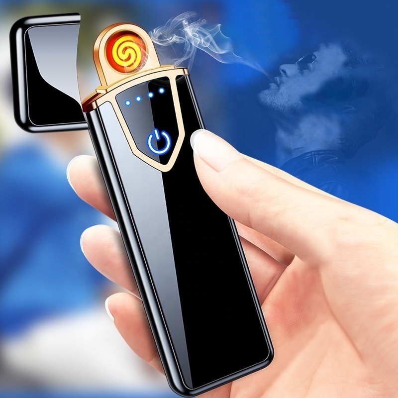 2022 New Cheap Metal Windproof Electronic Fingerprint Induction Cigarette Lighter mini lighter for cigarette custom lighter