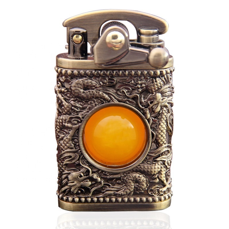 Refillable Zorro Flint dragon lighter pure copper windproof personality retro kerosene lighters for cigarette