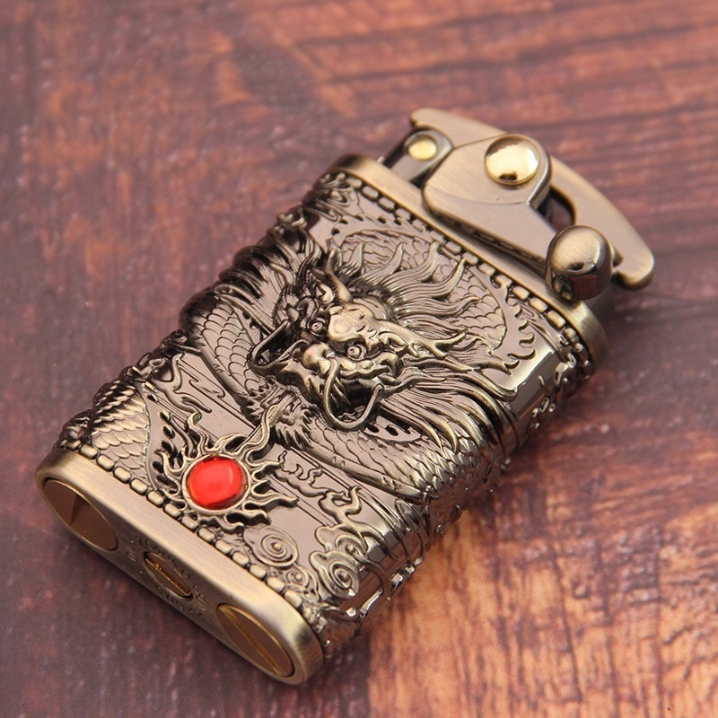 Refillable Zorro Flint dragon lighter pure copper windproof personality retro kerosene lighters for cigarette