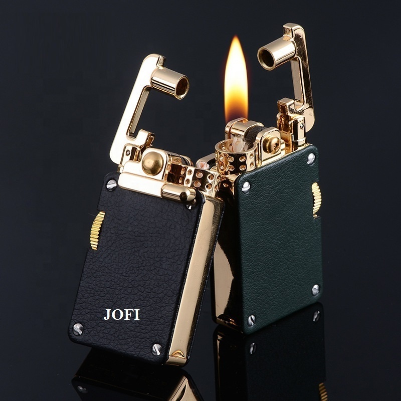 New JOFI Chief Lighter Cigarette Pure Hand Sewing Leather Classic Grinding Wheel Windproof Kerosene Lighter Father's Day Gift