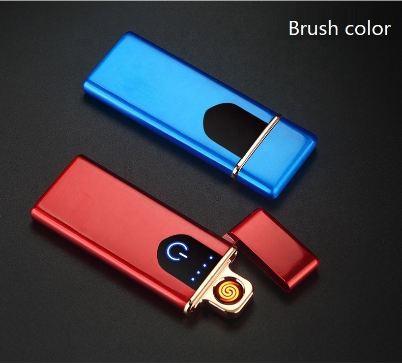 Wholesale Cheap Mini USB Charging Lighter Metal Windproof Rechargeable Lighter Matte Texture Electric Coil Lighter Custom Logo