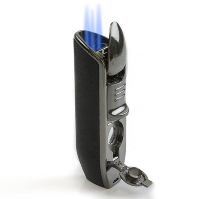 Refillable Butane Three Flame Torch Cigar Cigarette Lighter Jet Gas Lighter with OEM Custom feuerzeug Cigar Lighters