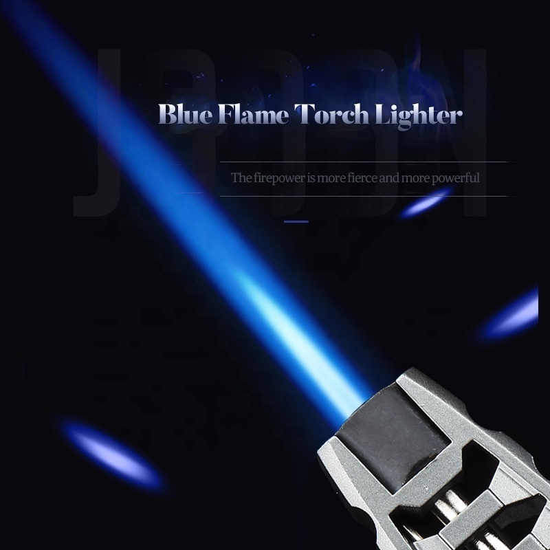 Powerful creative metal Butane lighter kitchen torch blue flame cigar windproof lighter lighters custom logo