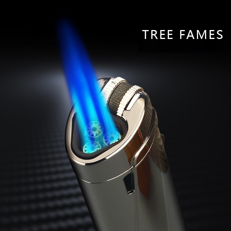 Three Flame Jet Gas Lighter for Cigar & Cigarette & Candle & BBQ Torch Lighter can be Customer's LOGO