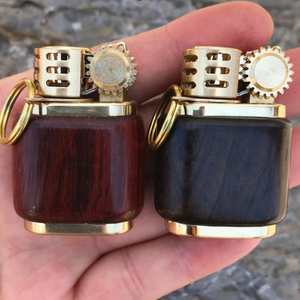 Min Size Keychain kerosene Flint Wood lighter Custom Logo Lighter Metal Gas Cigar Windproof Cigarette Oil Lighter