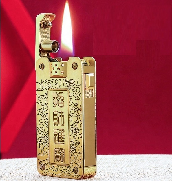 Luxury Soft Flame Kerosene Oil Pipe Lighter Sided Adjustable Flame Refillable Flint Fire Starter