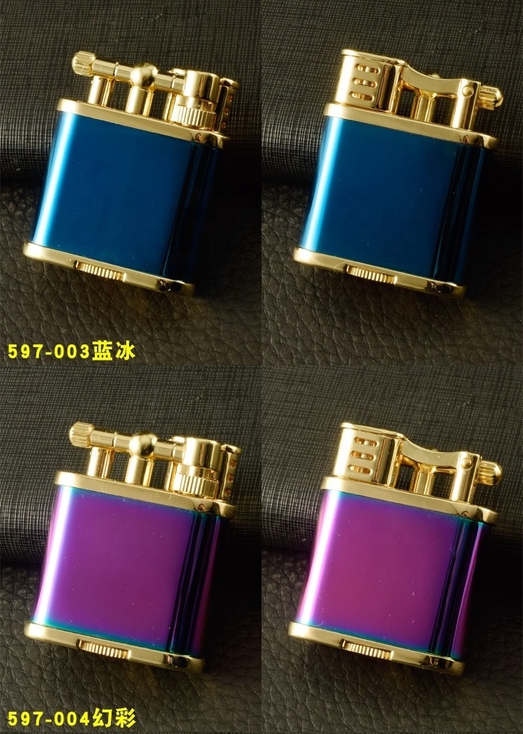 Wholesale Vintage retro matte lighters Custom logo oil refillable automatic ignition metal kerosene cigarette lighter