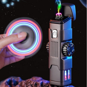 New Wholesale Windproof Toy Fidget Spinner USB Rechargeable Electric Plasma Arc Lighters for Adventure Camping Gadgets