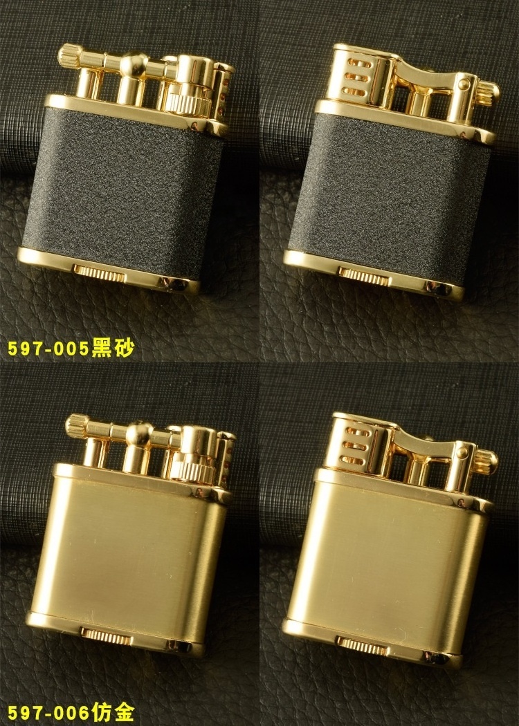 Wholesale Vintage retro matte lighters Custom logo oil refillable automatic ignition metal kerosene cigarette lighter