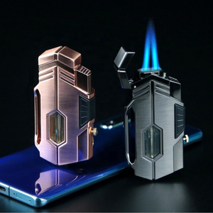 Unique Luxury Wholesale Butane Refillable Gas Lighter for Cigar Kitchen Multiple Use Jet Torch Lighter With Gift Box