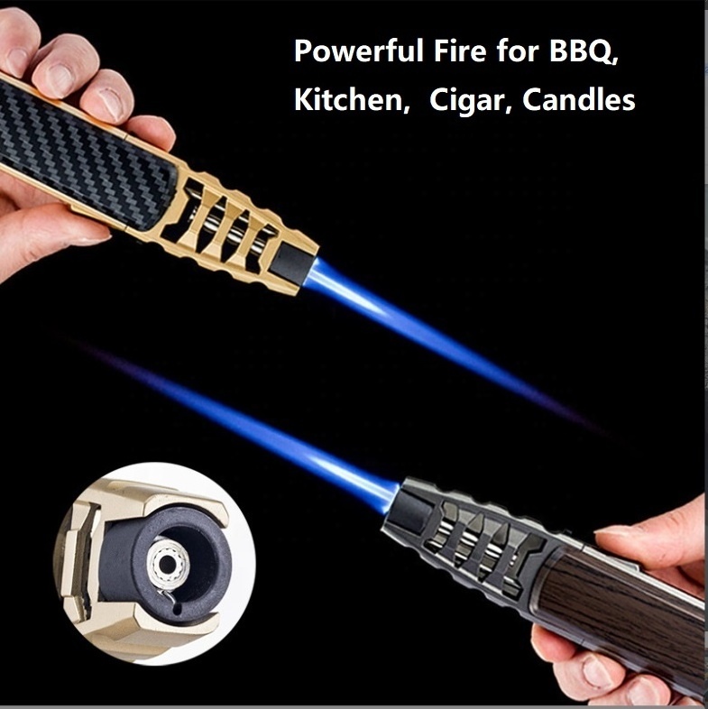 Wholesale Cigar Blow Torch Gun BBQ Kitchen Smoke Metal Big Cigarette Customized Jet Flame Butane Gas Lighter Custom Logo