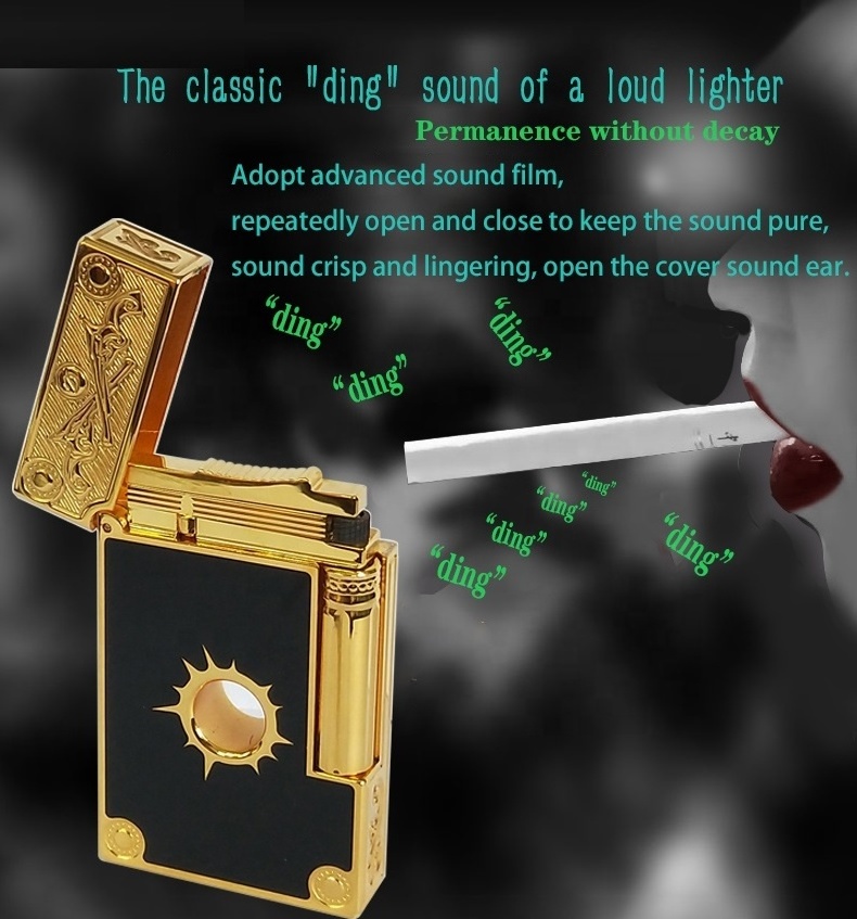 Luxury Sound lighter pure copper steel sound western cowboy double gun side slip gas and kerosene lighter gift for men