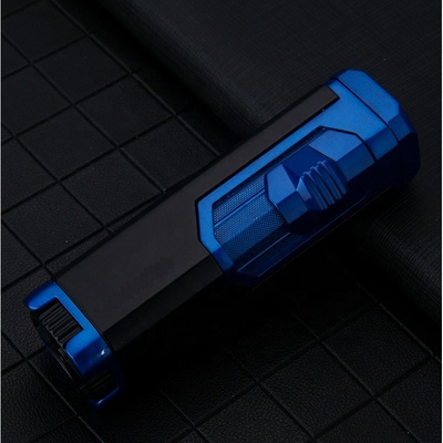 Wholesale 4 jet windproof Cigarette lighter metal blue flame  Refillable lighter torch for cigar Custom Logo