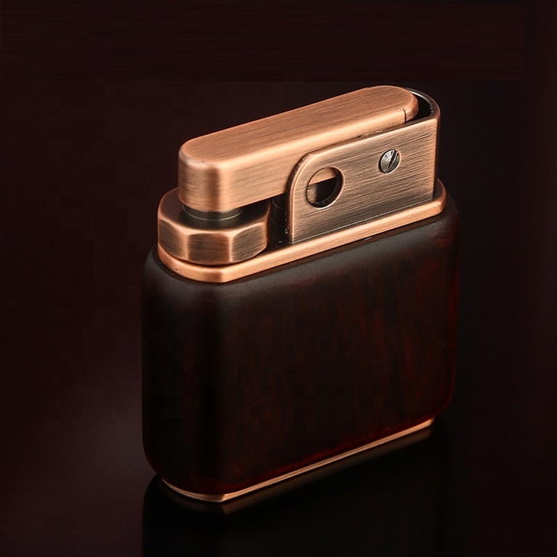 Wholesale Luxury Wooden heavy Wood kerosene lighter Flint refill oil cigarette lighters Custom Logo