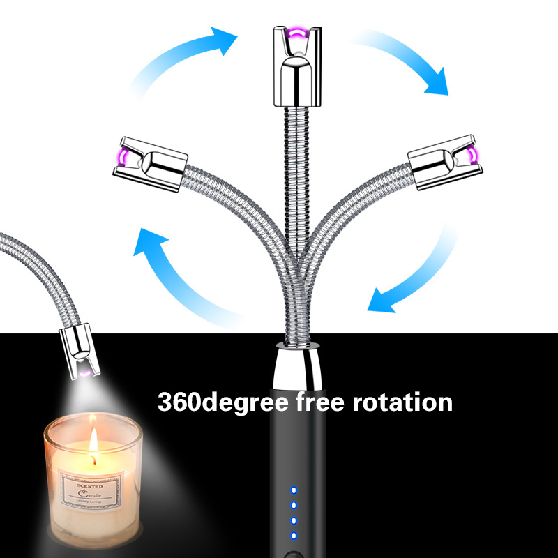 JOFI  USB Rechargeable Steel Kitchen Portable Candle Slim Electronic Fire Gun Lighter BBQ Candle lighter