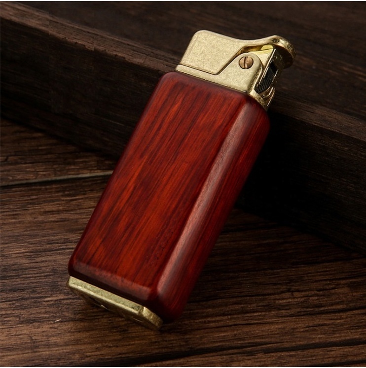 In Stock Vintage Wooden Refillable Kerosene Cigarette Lighter Men Sandalwood Rocker Lighter Kerosene Creative Kerosene Lighter