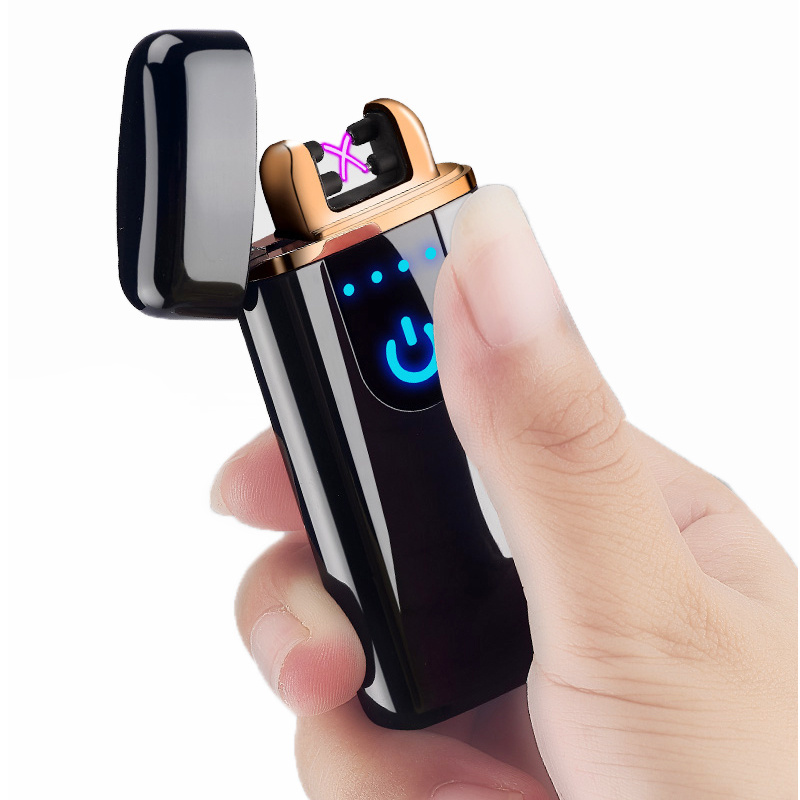 Classic Rechargeable Double Arc USB Cigarette Lighter With Power Display with LED Touch Screen Switch rechargeable lighter