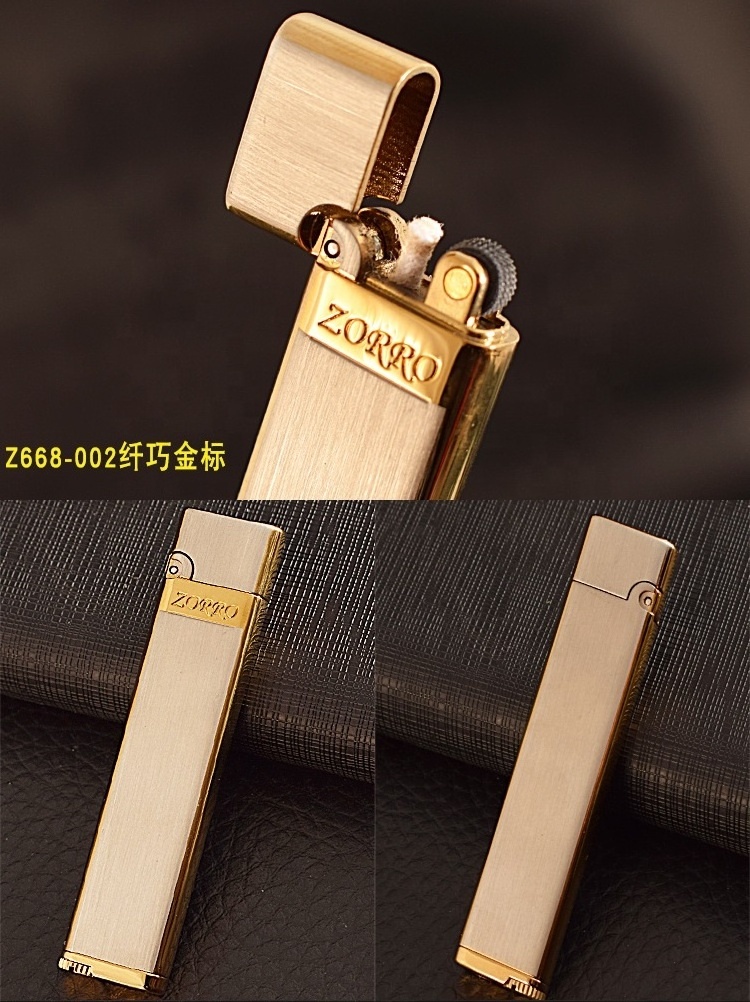 Wholesale Slim Wheel Kerosene lighter zorro logo cotton oil machine Lighter in Stock