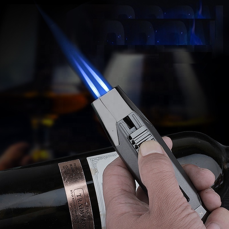 2 jet Custom Logo Jet Flame Gun BBQ Kitchen Butane Gas Blow Torch Lighter Refillable