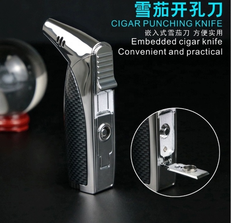 Unique Luxury Design Zinc Alloy Refillable Smoking Accessories Metal Gun shape 2 Jet Flame Cigar Torch Lighter Custom Logo