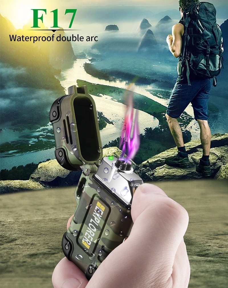 2020 Plasma Arc Lighter Waterproof Lighter Electric Dual Arc Rechargeable Encendedor Usb Lighter For Outdoor Waterproof