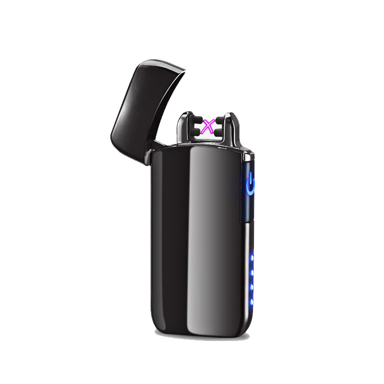 Double Arc Plasma Electric Cigarette Lighter tobacco pipe wholesale lighters with  Touch Switch LED Power Indicator