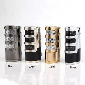 Wholesale Custom Adjustable Flame Refillable Cigar Lighter Jet Flame Kitchen Butane Gas Blow Torch Lighter Customs Logo