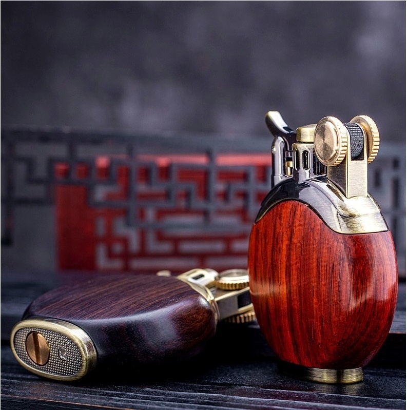 Hot Sell High-end heavy Wood kerosene lighter Flint refill oil cigarette lighters Custom Logo