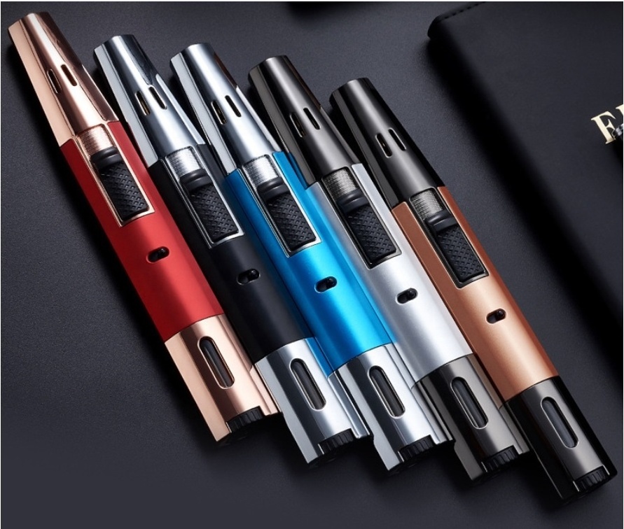 Quality Wholesale Refillable Adjustable Kitchen Flame Butane Gas Culinary Torch Jet Kitchen BBQ Cigar Pipe lighters Custom Logo