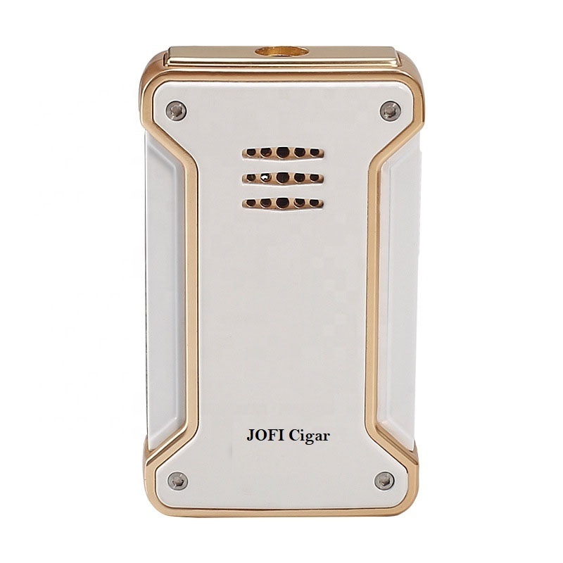 Wholesale Torch Lighter Triple Jet Flame Refillable Butane Gas Punch Cigar Lighter Custom Logo