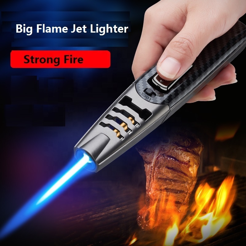 JOFI Jet Blue Flame Butane Gas Refillable Torch Lighter For Outdoor survival Kitchen Outdoor Grilling