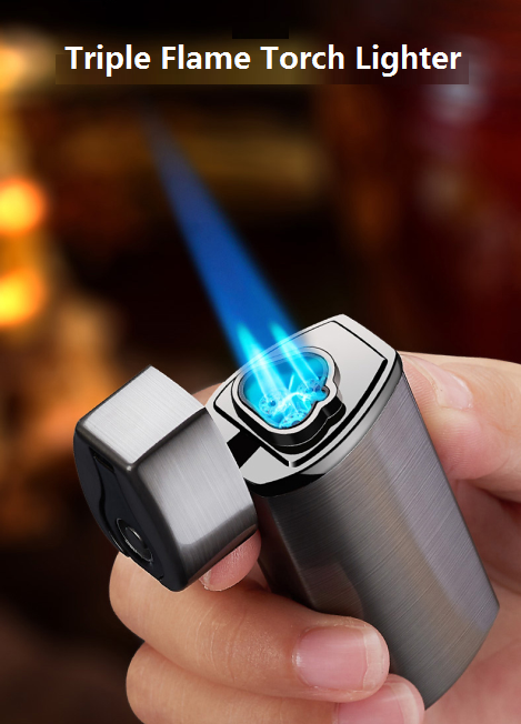 Three Flame Torch Lighter for Cigar & Cigarette & Candle & BBQ, Jet Gas Lighter can be Customer's LOGO