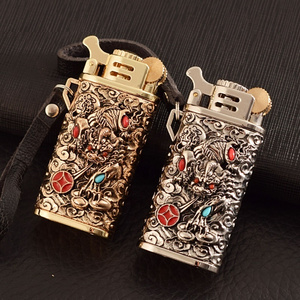 Wholesale Creative Stylish Oil Refillable Kerosene Cigarette Flint Lighters With Rotatable Part Men's Father's Day Gift